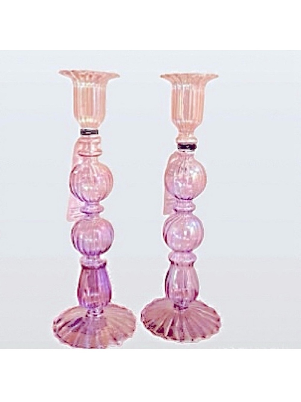 🆕- Trending Set/2 ArtisanHandblown Glass Taper Candle Holders.- HOST PICK